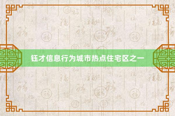钰才信息行为城市热点住宅区之一